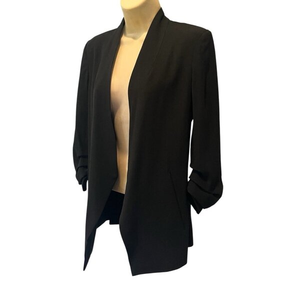 New Aritzia BABATON Black Mirror Crepe Open Front Power Blazer Jacket - Picture 5 of 10